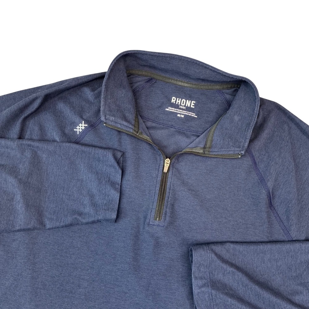 Rhone Pullover Mens Medium Navy Blue Quarter Zip Orion Logo Performance Active